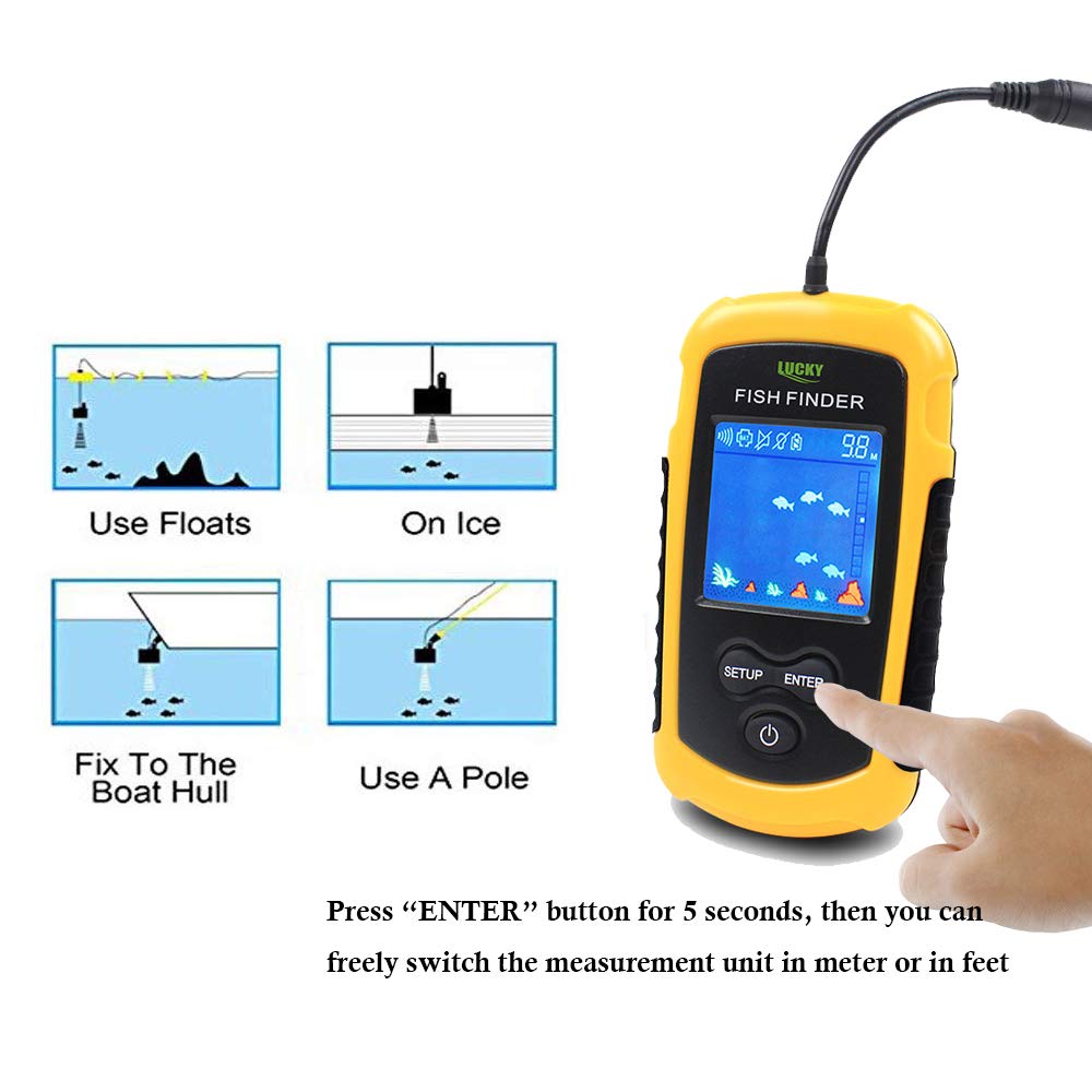 Fishfinder Fish Finder Sonar Sounder Alarm Transducer Fishfinder 0.6-100m  Fishing Echo Sounder